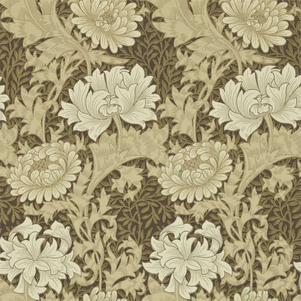 Archive II Chrysanthemum Bullrush Darw212547 Brun Tapet | Stuvbutiken