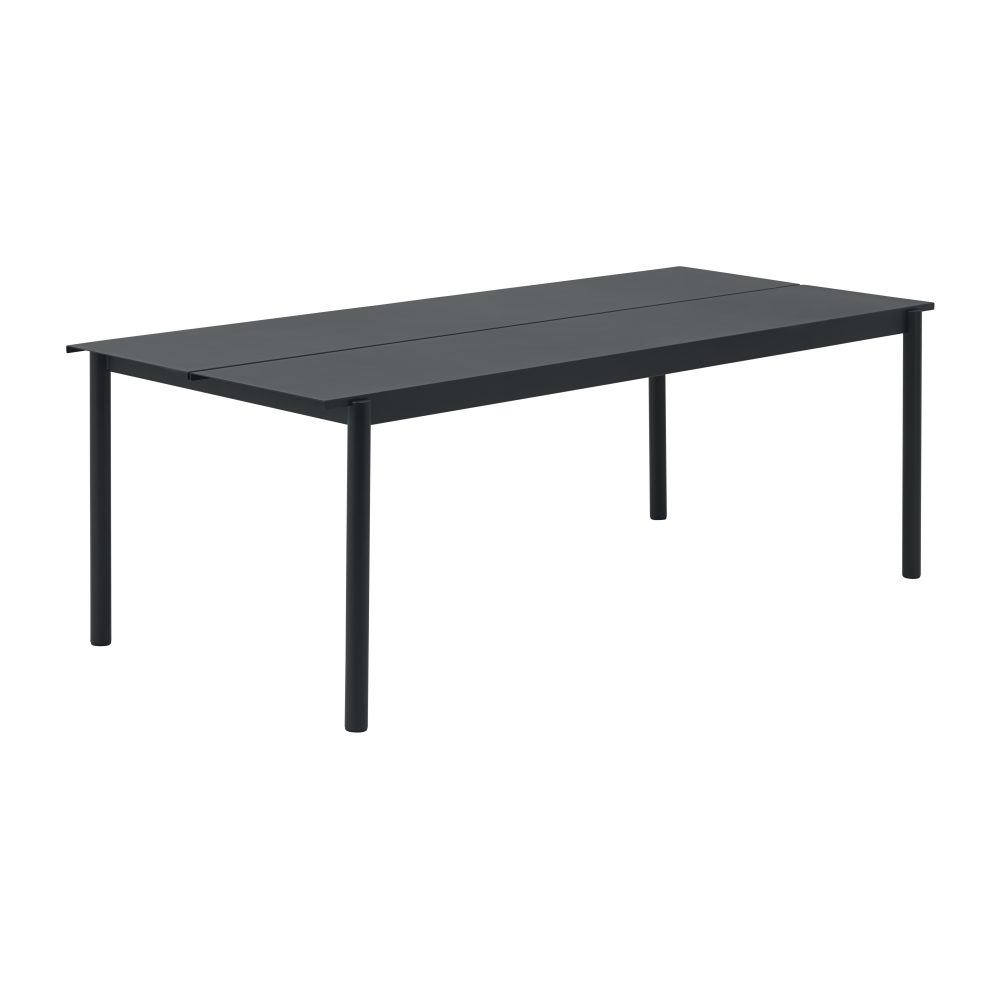 Linear steel table bord 220x90 cm, Black (RAL 7021)