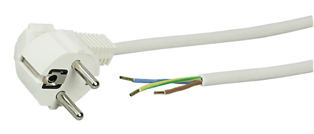 Z 2404585 Sladdställ vinklad, vit, 2,5 m F 3G1,0