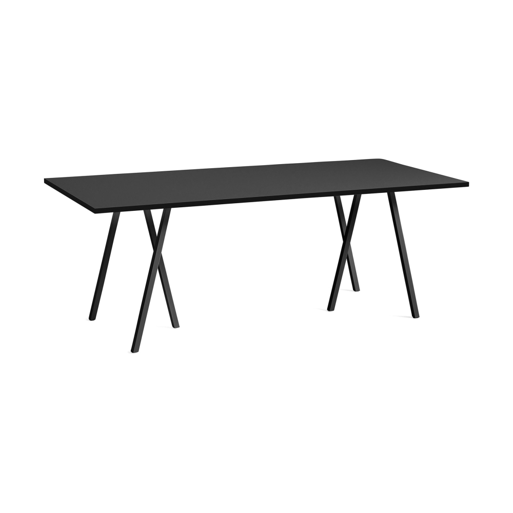 Loop Stand incl. support matbord 92,5x250 cm, Black-black linoleum-black ash