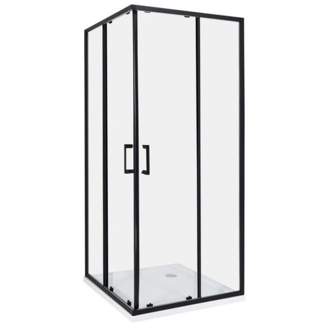 Duschväggar Tela Transparent/svart, 80x80x185 cm
