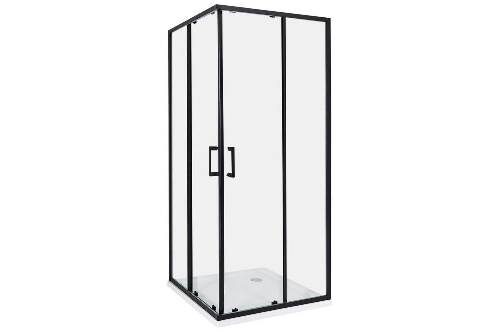 Duschväggar Tela Transparent/svart, 80x80x185 cm