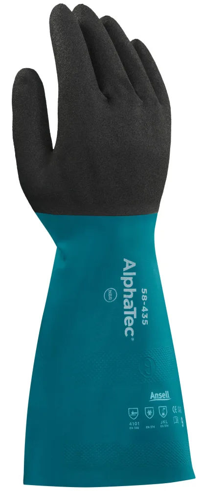Ansell AlphaTec 58-435 Kemskyddshandske AquaDri, flossad 10