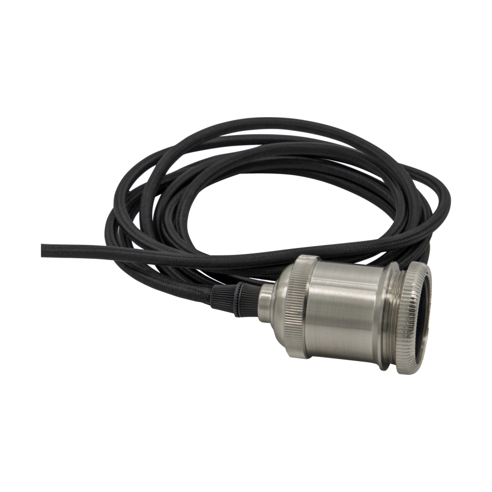 Kabel med E27-sockel, Silver finish