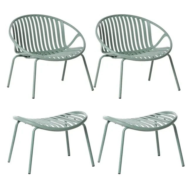 Set med 2 trädgårdsstolar CASPERIA med fotpall Grön