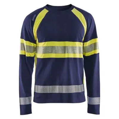 Blåkläder 351010308833L T-shirt marinblå/varselgul, långärmad Marinblå/Varselgul