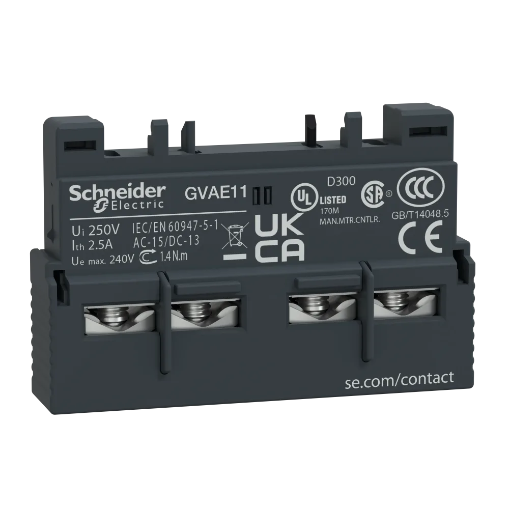 Schneider Electric GVAE11 Hjälpkontaktblock TeSys GV2 & GV3 1 slutande + 1 brytande, frontmonteras - Bild 2