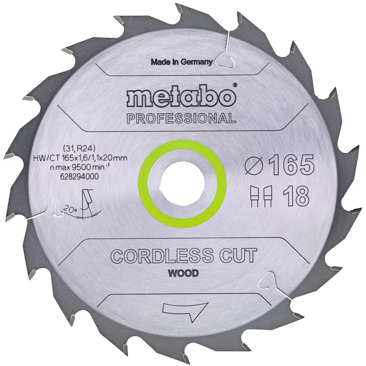 Metabo 628295000 Sågklinga 165x20 mm, 36T