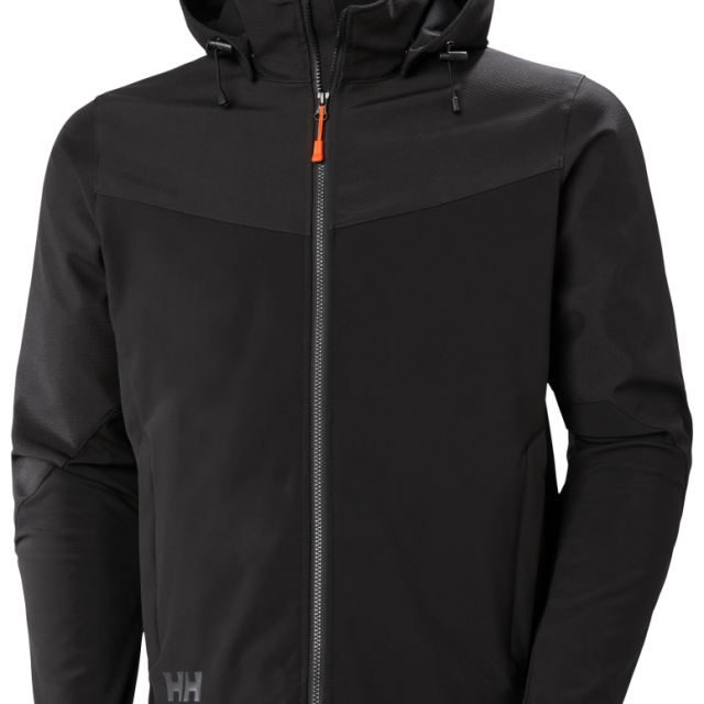 JACKA HELLY HANSEN 74290 OXFORD SVART XL, AVTAGBAR HUVA SOFTSHELL