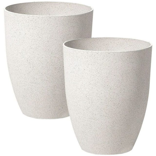 Trädgårdskruka Croton set om 2 Vit, 35x35x42 cm