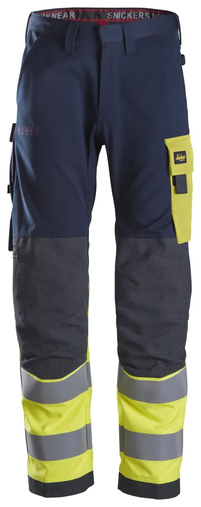 Snickers Workwear 6376 ProtecWork Arbetsbyxa marinblå/varsel, gul D124