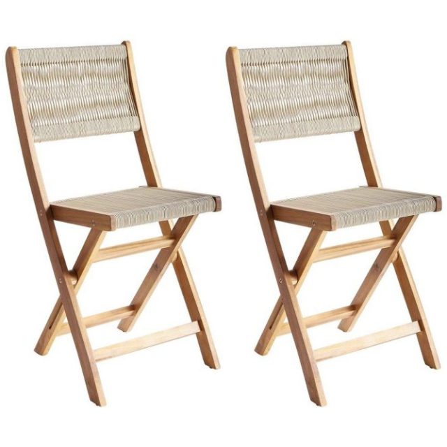Trädgårdsstol Prossedi set om 2 Beige/ljust trä