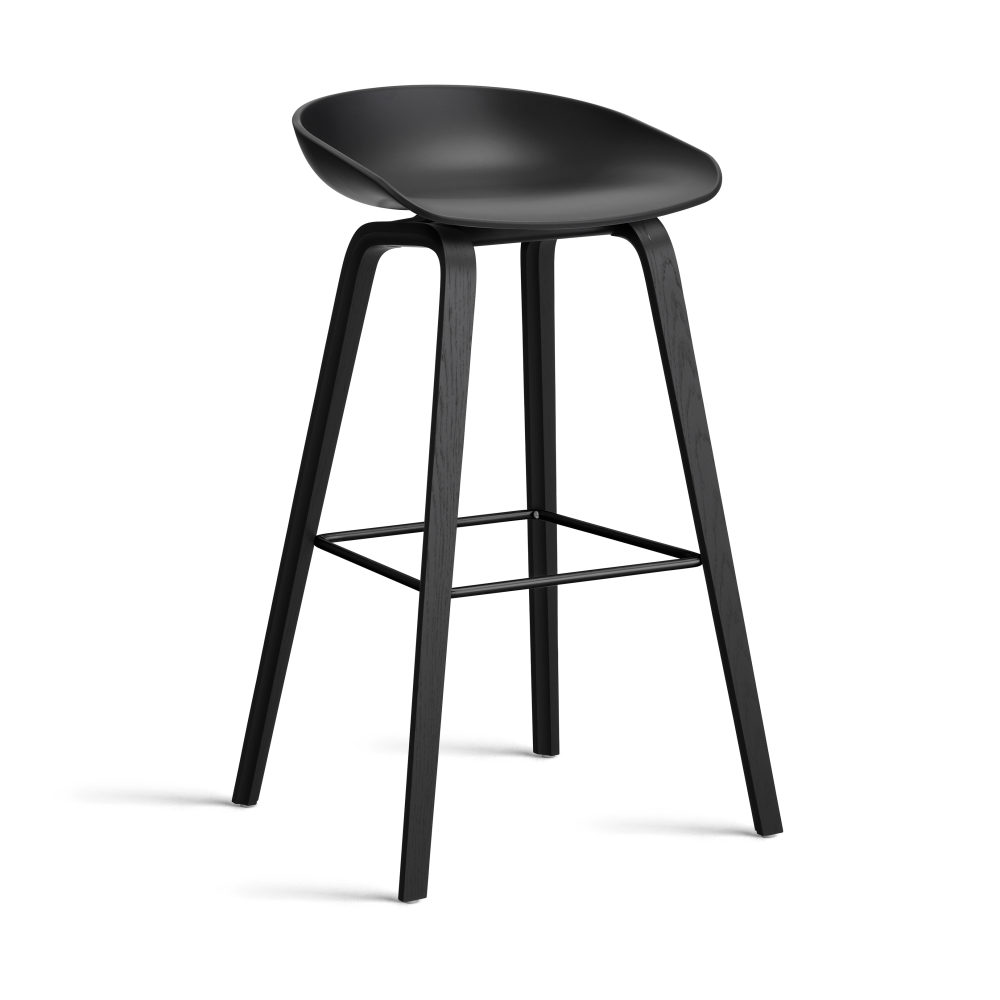 About a Stool 32 High barstol svart ekstativ 2.0, Svart-svart stålstöd