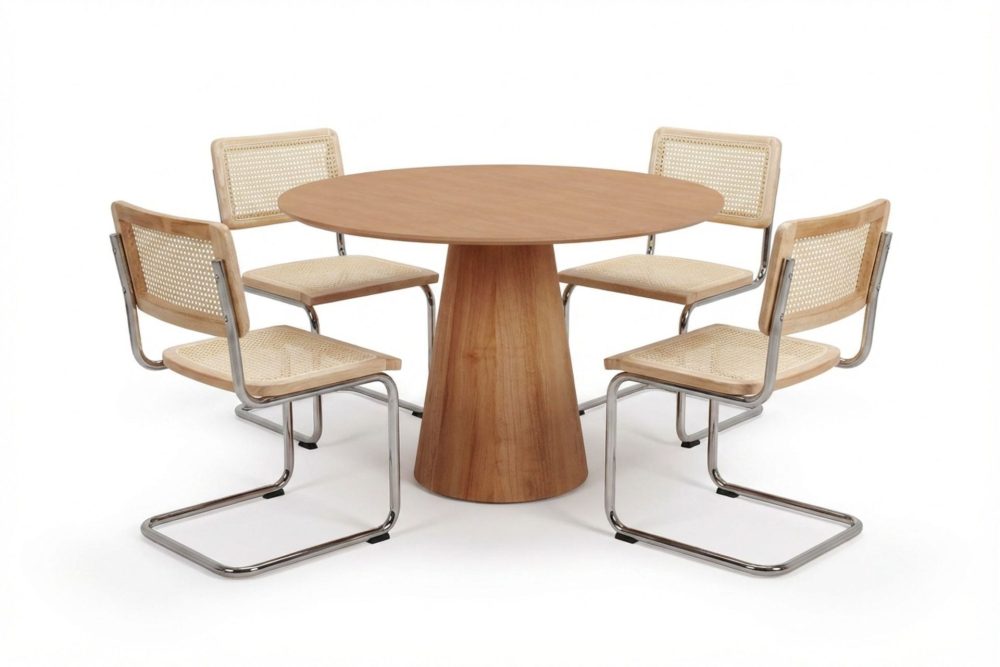 Siena Matgrupp runt 110 cm Ek med 4 Build Matstolar