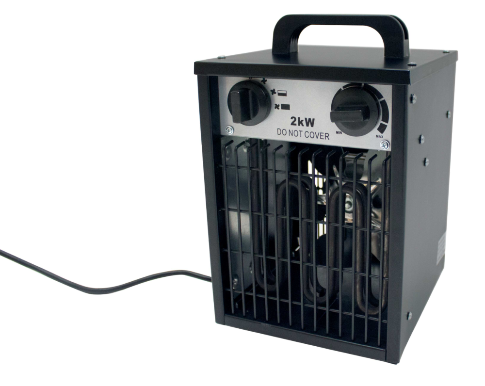 VÄRMEFLÄKT TERMO 2kW 230V IPX4 SVART, 25/1000/2000W