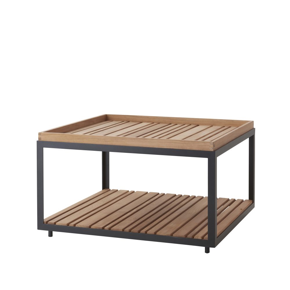 Level soffbord teak 79x79 cm, Lava grey
